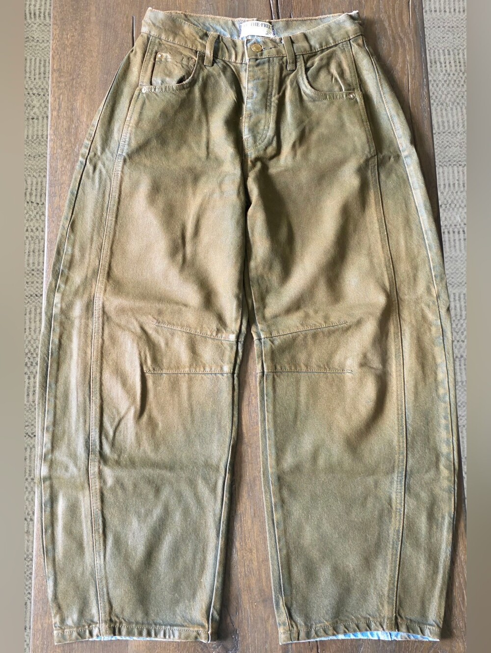 RARE! NWOT We The Free Good Luck Barrel Coated Brown/Olive Size 24